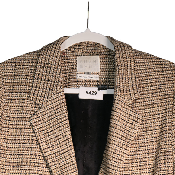 Vintage Onna Wear Blazer Womens S Jacket Pockets 100% Hand Woven Silk Tweed USA - Picture 5 of 8